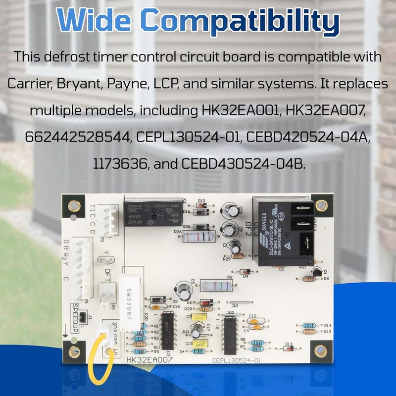 CHYKUANG New Upgrade HK32EA001 HK32EA007 Defrost Timer Control Board Compatible with Carrier/Bryant/Payne HVAC Heat Pumps CEPL130524-01, CEBD420524-04A - Image 2